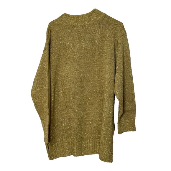 Diane von Furstenberg Plus Size 1X Gold Yellow Metallic Tunic Sweater DVF V Neck - Picture 3 of 9